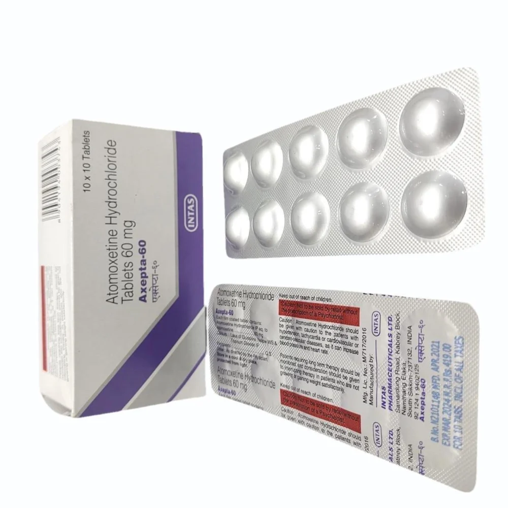 60 mg Axepta-60 Atomoxetine Hydrochloride Tablets - Available in India