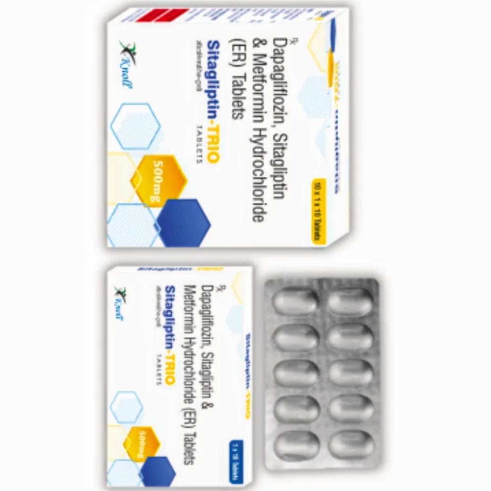 Sitagliptin-TRIO Dapagliflozin, Sitagliptin & Metformin Hydrochloride (ER) Tablet - Available in India