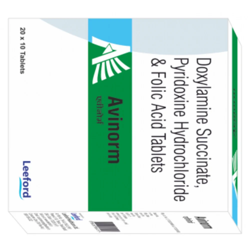 Avinorm Doxylamine Succinate, Pyridoxine Hydrochloride & Folic Acid Tablets - Available in India